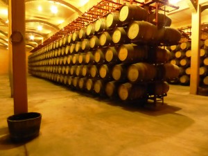 Barrel room with metal structure